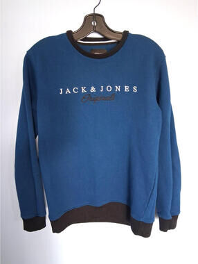 Jack Jones Men's LG Teal/Black Long Sleeve 100% Cotton Sweatshirt/Sweater